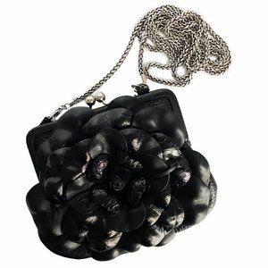 Brighton Flower Purse Small Shoulder Bag or Clutch Black Leather